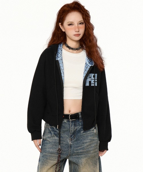 ✨夏秋春✨5→7名様のいいね✨ブラックレーベル 赤 CBチェック パーカー Oneblue Shop]チェック柄 パーカー フード付きパーカー 男女兼用