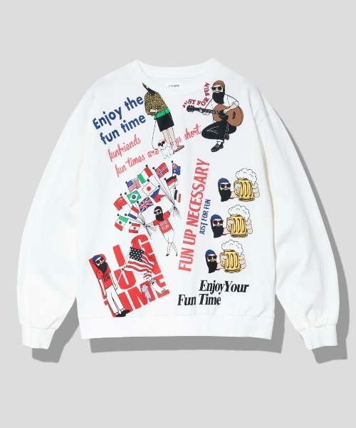 go slow caravan(ゴースローキャラバン)の「modem design/モデムデザイン 総柄おじさんロンTee-1(Tシャツ/カットソー・メンズ・ブラック/ホワイト・LARGE/X-LARGE/MEDIUM)」の1枚目の写真