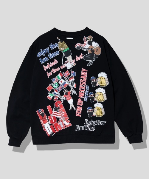 go slow caravan(ゴースローキャラバン)の「modem design/モデムデザイン 総柄おじさんロンTee-1(Tシャツ/カットソー・メンズ・ブラック/ホワイト・LARGE/X-LARGE/MEDIUM)」の2枚目の写真