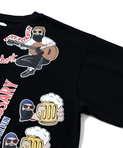 go slow caravan(ゴースローキャラバン)の「modem design/モデムデザイン 総柄おじさんロンTee-1(Tシャツ/カットソー・メンズ・ブラック/ホワイト・LARGE/X-LARGE/MEDIUM)」の6枚目の写真