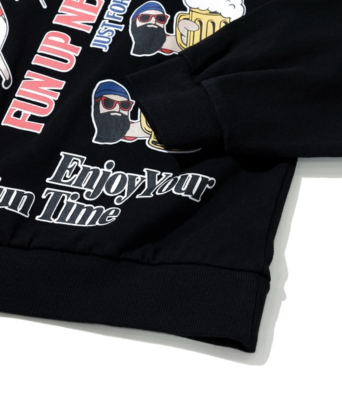 go slow caravan(ゴースローキャラバン)の「modem design/モデムデザイン 総柄おじさんロンTee-1(Tシャツ/カットソー・メンズ・ブラック/ホワイト・LARGE/X-LARGE/MEDIUM)」の8枚目の写真