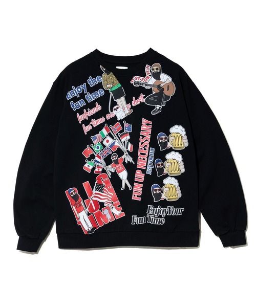 go slow caravan(ゴースローキャラバン)の「modem design/モデムデザイン 総柄おじさんロンTee-1(Tシャツ/カットソー・メンズ・ブラック/ホワイト・LARGE/X-LARGE/MEDIUM)」の3枚目の写真