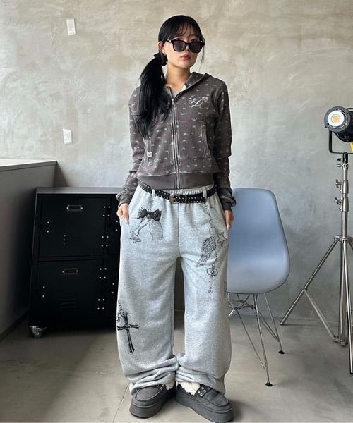 花柄ワッフルジップパーカー（パーカー）｜sedacle girl