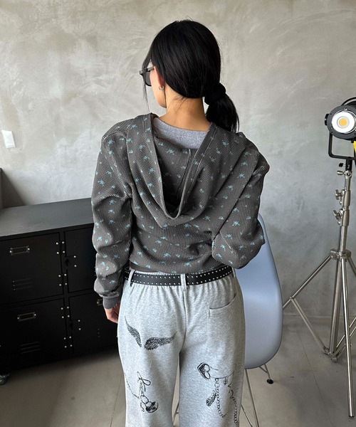 セール】花柄ワッフルジップパーカー（パーカー）｜sedacle girl