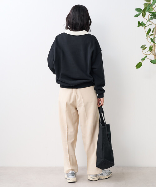 【美品】 プリーツプリーズ プリーツ ハーフジップ スウェット カーキ 3 L d135-03.jpg