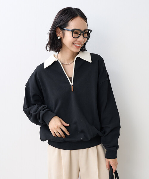【美品】 プリーツプリーズ プリーツ ハーフジップ スウェット 黒 4 XL Bettaku ベッタク アズマ裏起毛 ハーフジップスウェットプル