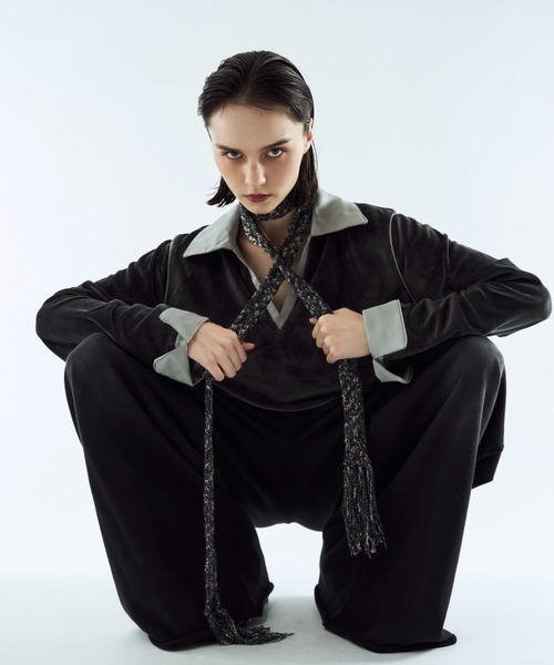 seyto（セイト）の「Melange skinny muffler / メランジスキニーマフラー（マフラー・メンズ・ブラック/レッド・FREE）」の3枚目の写真