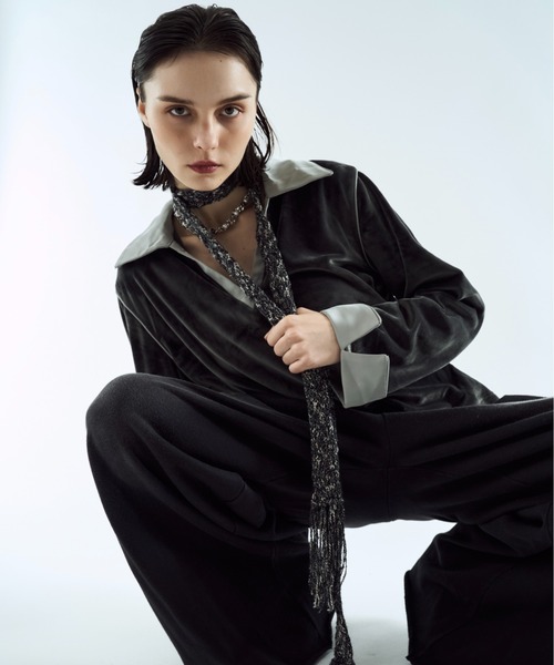 seyto（セイト）の「Melange skinny muffler / メランジスキニーマフラー（マフラー・メンズ・ブラック/レッド・FREE）」の5枚目の写真