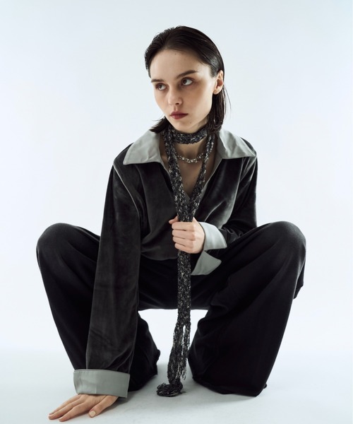 seyto（セイト）の「Melange skinny muffler / メランジスキニーマフラー（マフラー・メンズ・ブラック/レッド・FREE）」の6枚目の写真