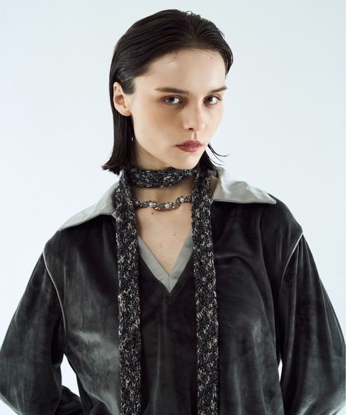 seyto（セイト）の「Melange skinny muffler / メランジスキニーマフラー（マフラー・メンズ・ブラック/レッド・FREE）」の8枚目の写真