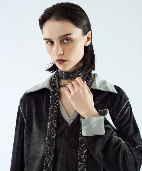 seyto（セイト）の「Melange skinny muffler / メランジスキニーマフラー（マフラー・メンズ・ブラック/レッド・FREE）」の9枚目の写真