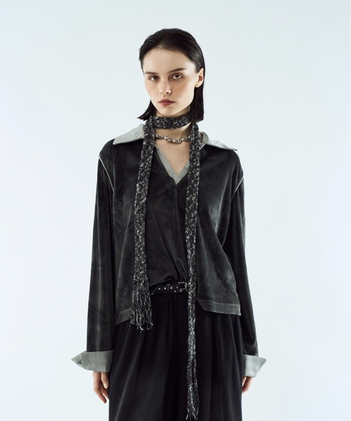 seyto（セイト）の「Melange skinny muffler / メランジスキニーマフラー（マフラー・メンズ・ブラック/レッド・FREE）」の12枚目の写真