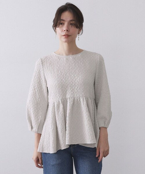 OPAQUE.CLIP（オペークドットクリップ）の「ふくれジャカードペプラムブラウス【洗濯機OK】（シャツ/ブラウス・レディース・ナチュラル/ネイビー/ブラック・40/42/38）」の16枚目の写真