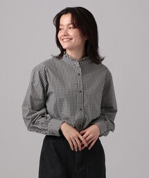 美品✨HUG OWAR ギンガムチェックフリルブラウス 黒白 ギンガムチェック」に該当するシャツ/ブラウス（フリル）ファッション