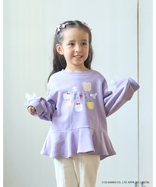 Lycee mine(リセマイン)の「【スタジオハヌル×サンリオキャラクターズ】ペプラムシルエットプリントスウェット(スウェット・キッズ・ミント/ラベンダー/サックスブルー・120cm/130cm/100cm/140cm/110cm)」の3枚目の写真