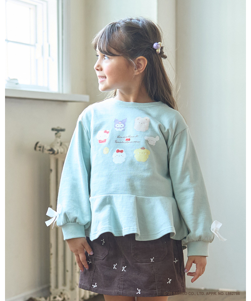 Lycee mine(リセマイン)の「【スタジオハヌル×サンリオキャラクターズ】ペプラムシルエットプリントスウェット(スウェット・キッズ・ミント/ラベンダー/サックスブルー・120cm/130cm/100cm/140cm/110cm)」の1枚目の写真