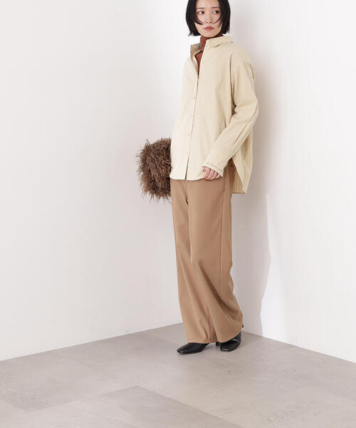 N.（N. Natural Beauty Basic）（エヌエヌナチュラルビューティーベーシック）の「【PS/低身長サイズ】ベーシックツイルワイドパンツ（その他パンツ・レディース・オフホワイト/ブラック/ベージュ・MEDIUM/P/S）」の14枚目の写真