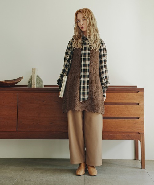 N.（N. Natural Beauty Basic）（エヌエヌナチュラルビューティーベーシック）の「【PS/低身長サイズ】ベーシックツイルワイドパンツ（その他パンツ・レディース・オフホワイト/ブラック/ベージュ・MEDIUM/P/S）」の9枚目の写真