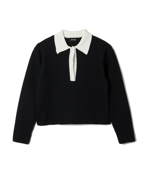 soduk(スドーク)の「【soduk】knit polo top(ポロシャツ・レディース・グレー/ネイビー/ブラック・ONE SIZE)」の12枚目の写真