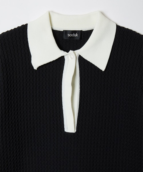 soduk(スドーク)の「【soduk】knit polo top(ポロシャツ・レディース・グレー/ネイビー/ブラック・ONE SIZE)」の14枚目の写真