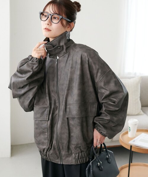 WEB限定】オーバーフェイクレザーブルゾン（ブルゾン）｜DISCOAT