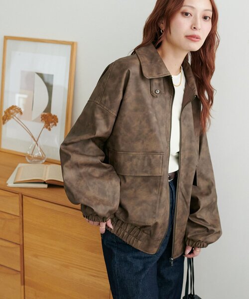 WEB限定】オーバーフェイクレザーブルゾン（ブルゾン）｜DISCOAT