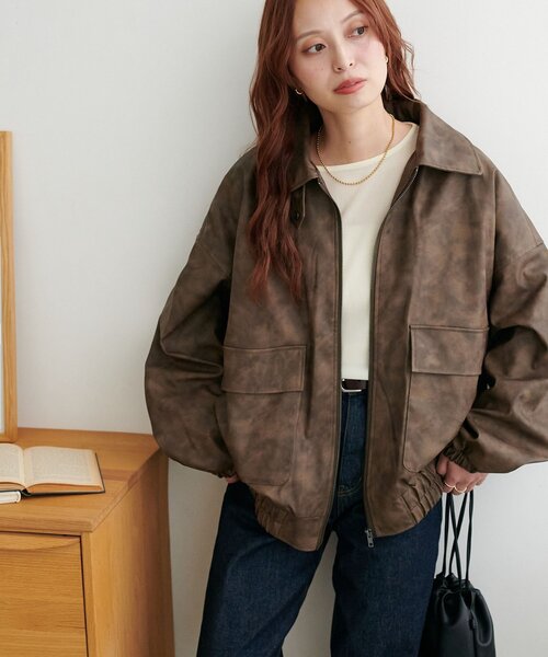 WEB限定】オーバーフェイクレザーブルゾン（ブルゾン）｜DISCOAT