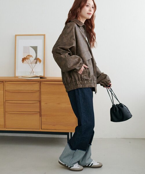 セール】【WEB限定】オーバーフェイクレザーブルゾン（ブルゾン