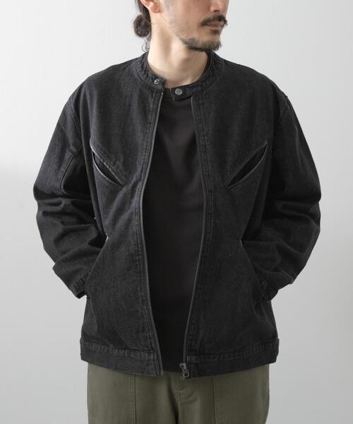 ITEMS URBANRESEARCH（アイテムズ アーバンリサーチ）の「Denim Single Riders Jacket（デニムジャケット・メンズ・ブラック/ワンウォッシュ・LARGE/MEDIUM）」の6枚目の写真