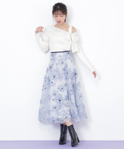 JILL by JILL STUART(ジルバイジルスチュアート)の「◇ベロアリボンオパールフラワースカート(スカート・レディース・ブラック/ブルー/ホワイト・SMALL/MEDIUM)」の16枚目の写真