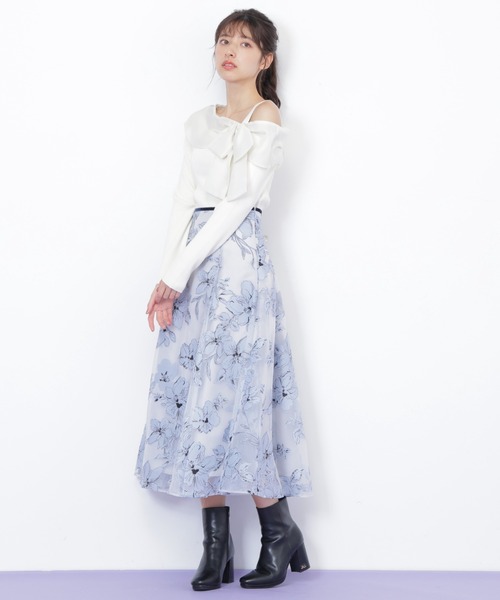 JILL by JILL STUART(ジルバイジルスチュアート)の「◇ベロアリボンオパールフラワースカート(スカート・レディース・ブラック/ブルー/ホワイト・SMALL/MEDIUM)」の15枚目の写真
