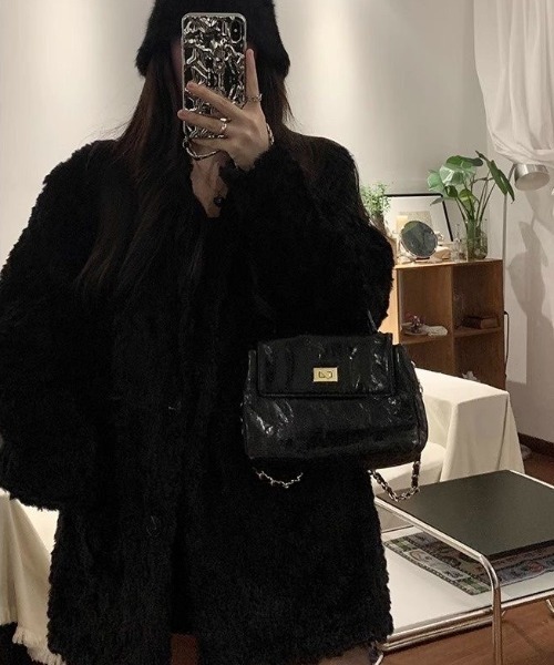 セール】ふわふわフェイクファーテーラードカラーコート（テーラード