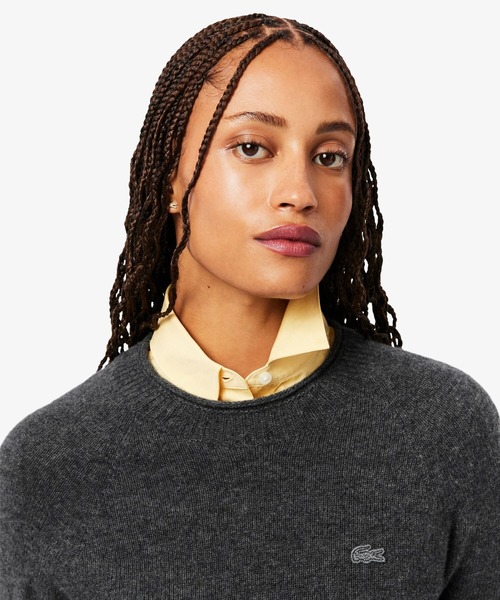 LACOSTE（ラコステ）の「3Dニッティングシームレス ウールニットセーター（ニット/セーター・レディース・ライトピンク/オフホワイト/グレー・40/36/38/34）」の13枚目の写真