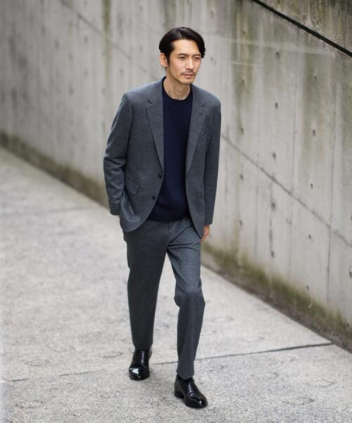 TAKEO KIKUCHI（タケオキクチ）の「【Sサイズ～】アンチピリング テーラードネック ニット（ニット/セーター・メンズ・ライトグレー/ブルー系その他/ネイビー・01/02/03/04）」の4枚目の写真