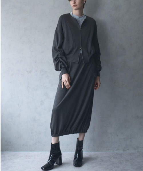 Muel Chic(ミュエルシック)の「Nico skirt ニコスカート(スカート・レディース・ブラック/グレー/オフホワイト/ラベンダー・FREE)」の8枚目の写真