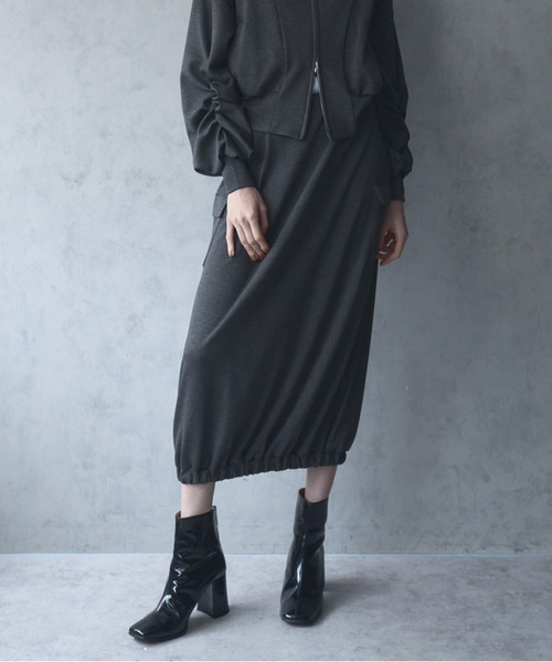 Muel Chic(ミュエルシック)の「Nico skirt ニコスカート(スカート・レディース・ブラック/グレー/オフホワイト/ラベンダー・FREE)」の12枚目の写真