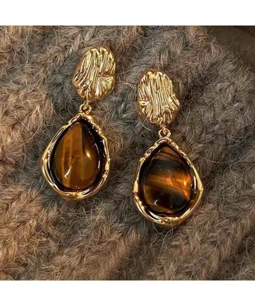 88eighty-eight】ヴィンテージ ゴールドブラウンドロップピアス