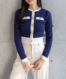 clear | 配色ゴールドボタンカーディガン[オフィスカジュアル 着回し抜群 大人]≪新色追加≫(カーディガン/ボレロ)