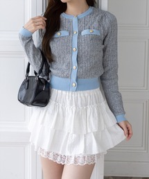 clear | 配色ゴールドボタンカーディガン[オフィスカジュアル 着回し抜群 大人]≪AW新作≫(カーディガン/ボレロ)