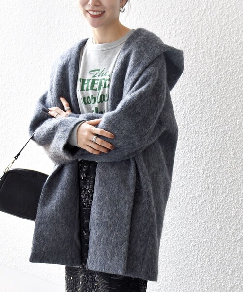 セール】SHIPS any: シャギー フーディー ガウン コート（その他