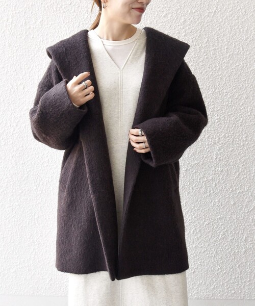 セール】SHIPS any: シャギー フーディー ガウン コート（その他