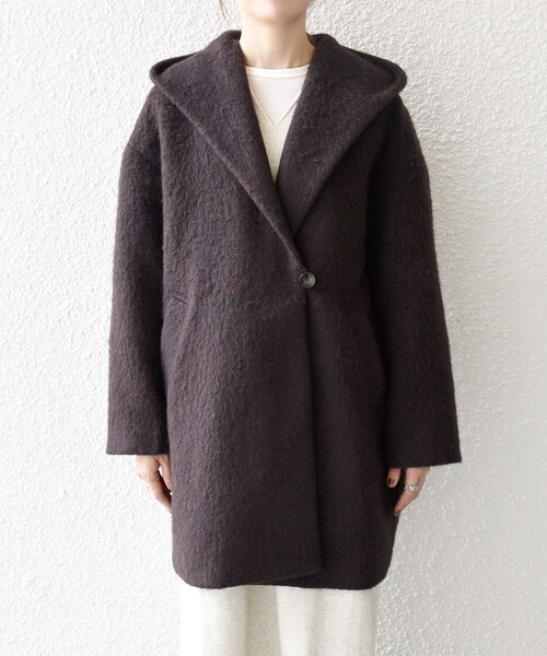 シップス　　未使用　ガウンコート SHIPS any: シャギー フーディー ガウン コート（その他アウター