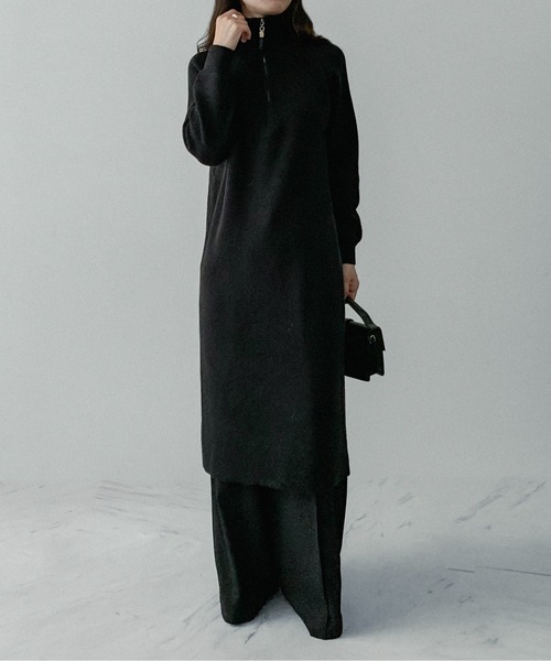 on:nue（オンニュ）の「【on:nue】[選べる5色展開] ハーフジップニットハイネックワンピース（ワンピース・レディース・ベージュ/グレー/ブラック/アイボリー/ブラウン・FREE）」の16枚目の写真
