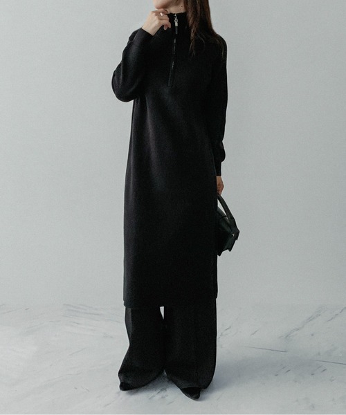 on:nue（オンニュ）の「【on:nue】[選べる5色展開] ハーフジップニットハイネックワンピース（ワンピース・レディース・ベージュ/グレー/ブラック/アイボリー/ブラウン・FREE）」の18枚目の写真