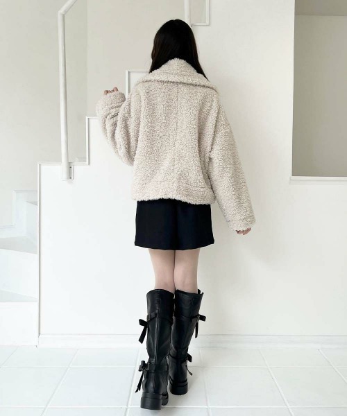 F i.n.t（フィント）の「ビッグカラーボアコート/fint フィント（その他アウター・レディース・ライトグレー/オフホワイト・FREE）」の11枚目の写真