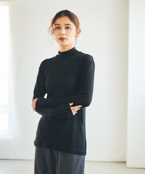 セール】【吸湿発熱・吸放湿性】ウールミックスシアーハイネックプル