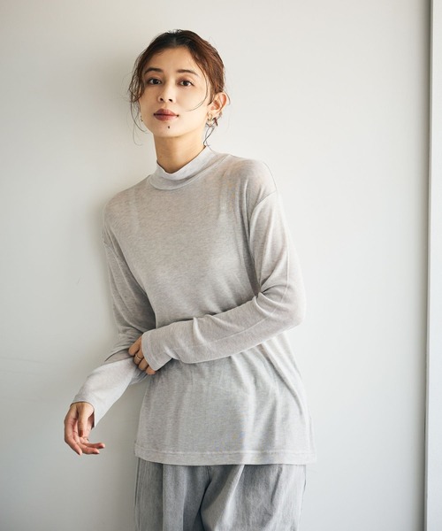 吸湿発熱・吸放湿性】ウールミックスシアーハイネックプルオーバー