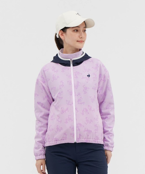 le coq sportif GOLF(ルコックスポルティフゴルフ)の「【le coq sportif GOLF】撥水/ストレッチ/防風/保温リバーシブルフーディージャケット ゴルフウェア(ブルゾン・レディース・ホワイト/パープル・S/M/L/XL)」の1枚目の写真