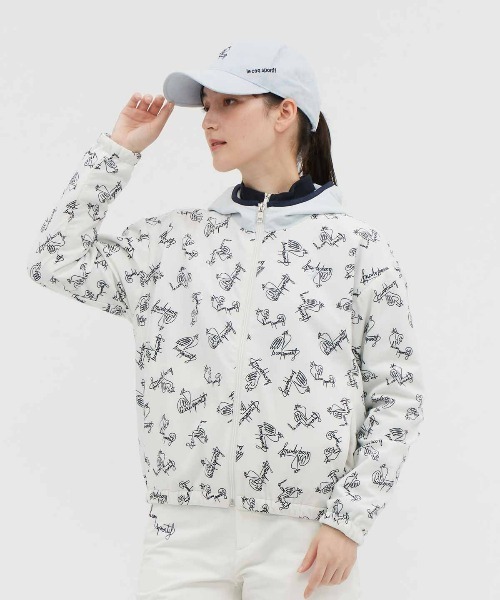 le coq sportif GOLF(ルコックスポルティフゴルフ)の「【le coq sportif GOLF】撥水/ストレッチ/防風/保温リバーシブルフーディージャケット ゴルフウェア(ブルゾン・レディース・ホワイト/パープル・S/M/L/XL)」の10枚目の写真