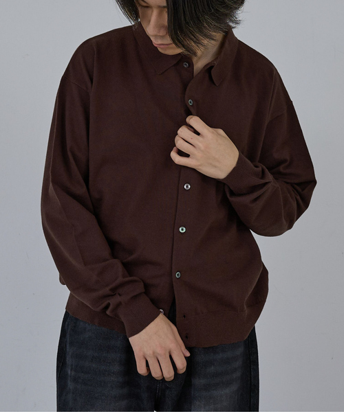 AH ABAHOUSE（エーエイチアバハウス）の「CASHMERE TOUCH KNIT SHIRT CARDIGAN / カシミヤタッチニットシャツカーディガン（ニット/セーター・メンズ・グレー/ブラック/ブラウン/ネイビー・46/48/44）」の4枚目の写真